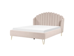 Cama con somier BELIANI Ambillou de Poliéster Beige 197x214x126