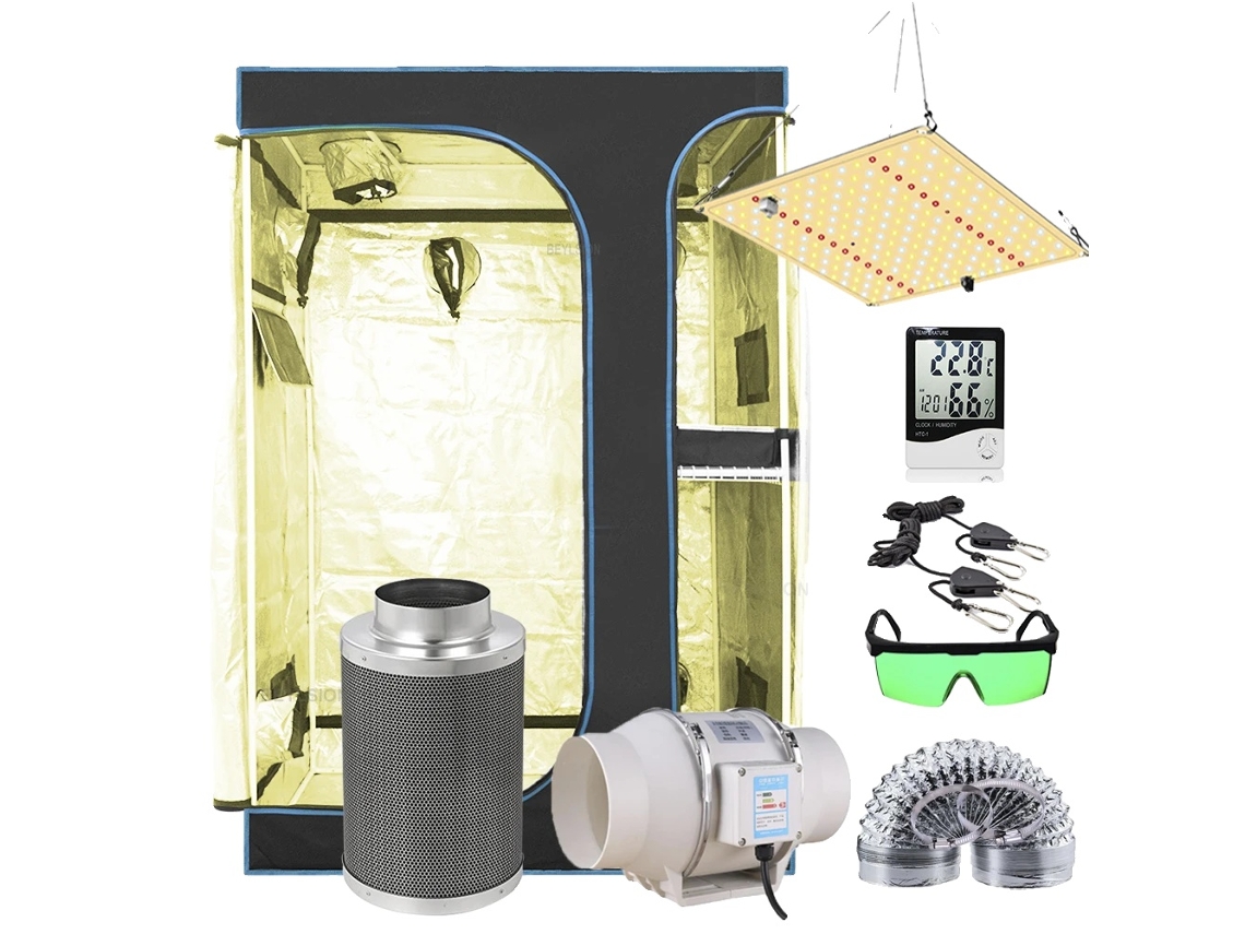 Armario de cultivo interior, luces LED regulables, sistema de ventilación completo, varios tamaños, 90 x 60 x 135 cm, kits OEM 2 en 1
