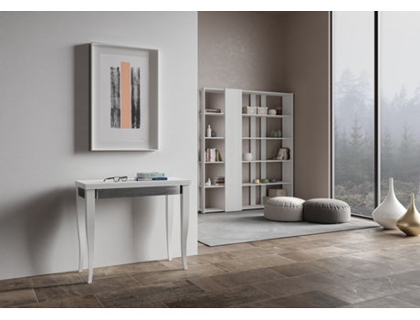 Consolas Sciabola Librox Extensible hasta 90 cm ITAMOBY (90 x 45 x 80 cm - Paneles de Melamina - Fresno Blanco)
