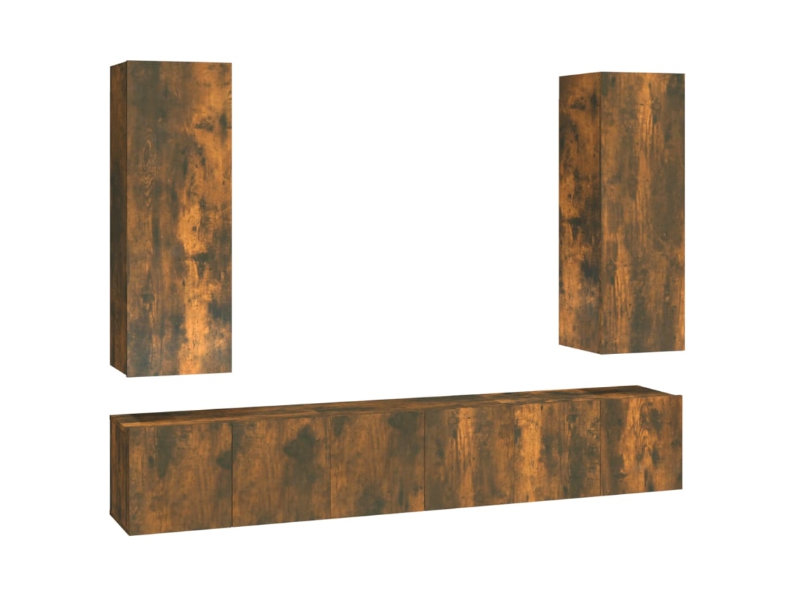 Maison Exclusive - Set De Muebles De Tv 5 Pzas Madera Contrachapada Roble Ahumado