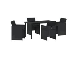 Conjunto de comedor de jardín VidaXL de 5 piezas con cojines en ratán de polipropileno negro
