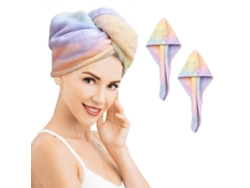 Juego de 2 toallas de microfibra para el cabello, diseño arcoíris, de secado rápido. Rosewell