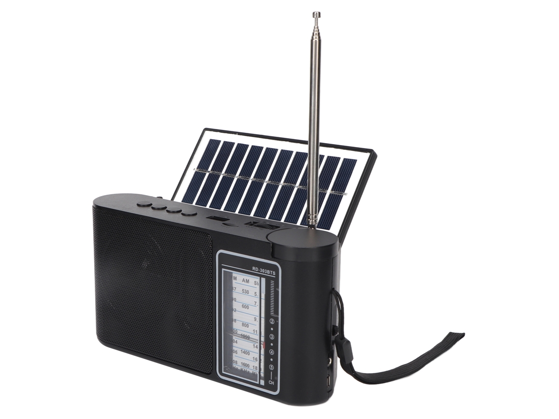 Radio Portátil A Batería Fm Am Sw Multi Banda Radio Bluetooth Solar Recargable Con Antena Telescópica Para Interior Exterior