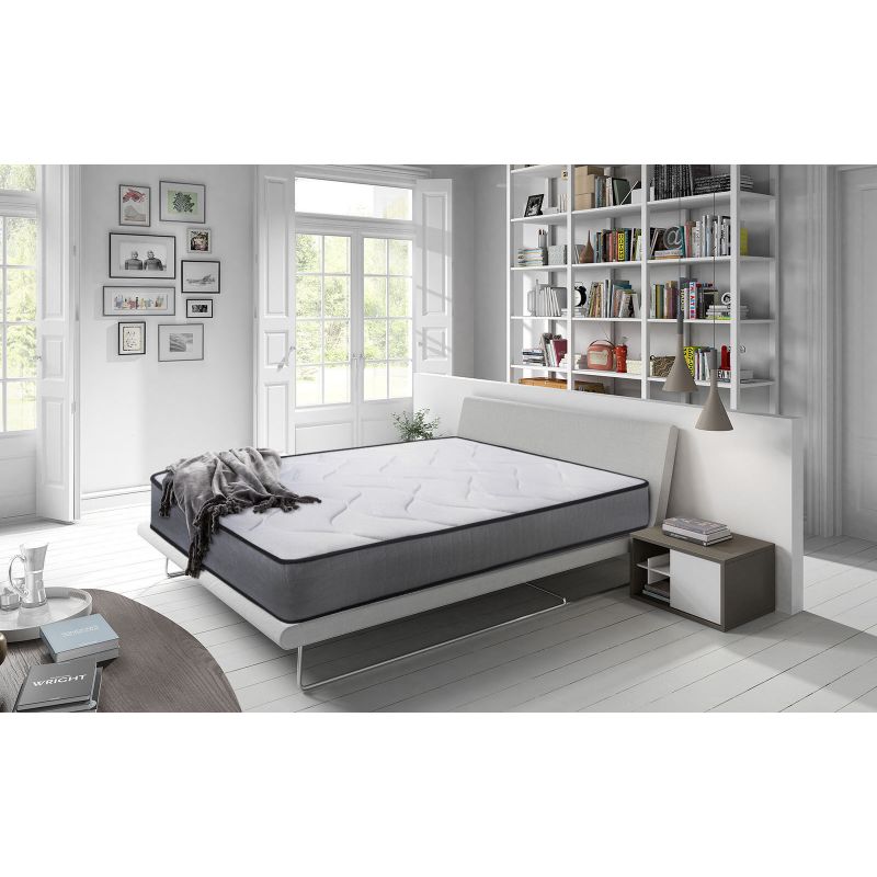 Colchone JSHOME Viscopromo (Viscoelástica - Blanco y Gris - 90/135/150 cm x 20 cm x 190  cm)