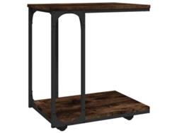 Mesa auxiliar con ruedas de madera de roble ahumado - MAISON EXCLUSIVE