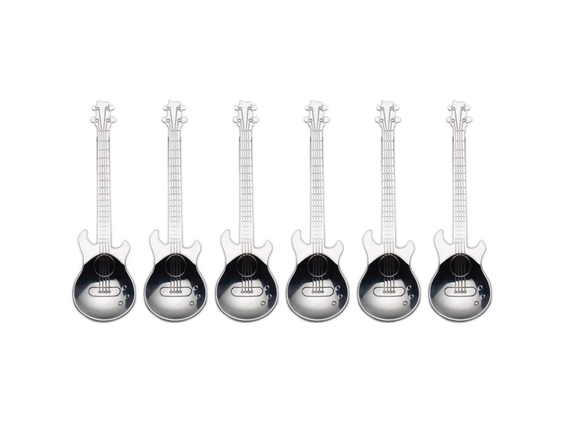 2026-colheres Em Forma De Guitarra De Aço Inoxidável 18/10 Lindas Colheres Para Café Casa Presente