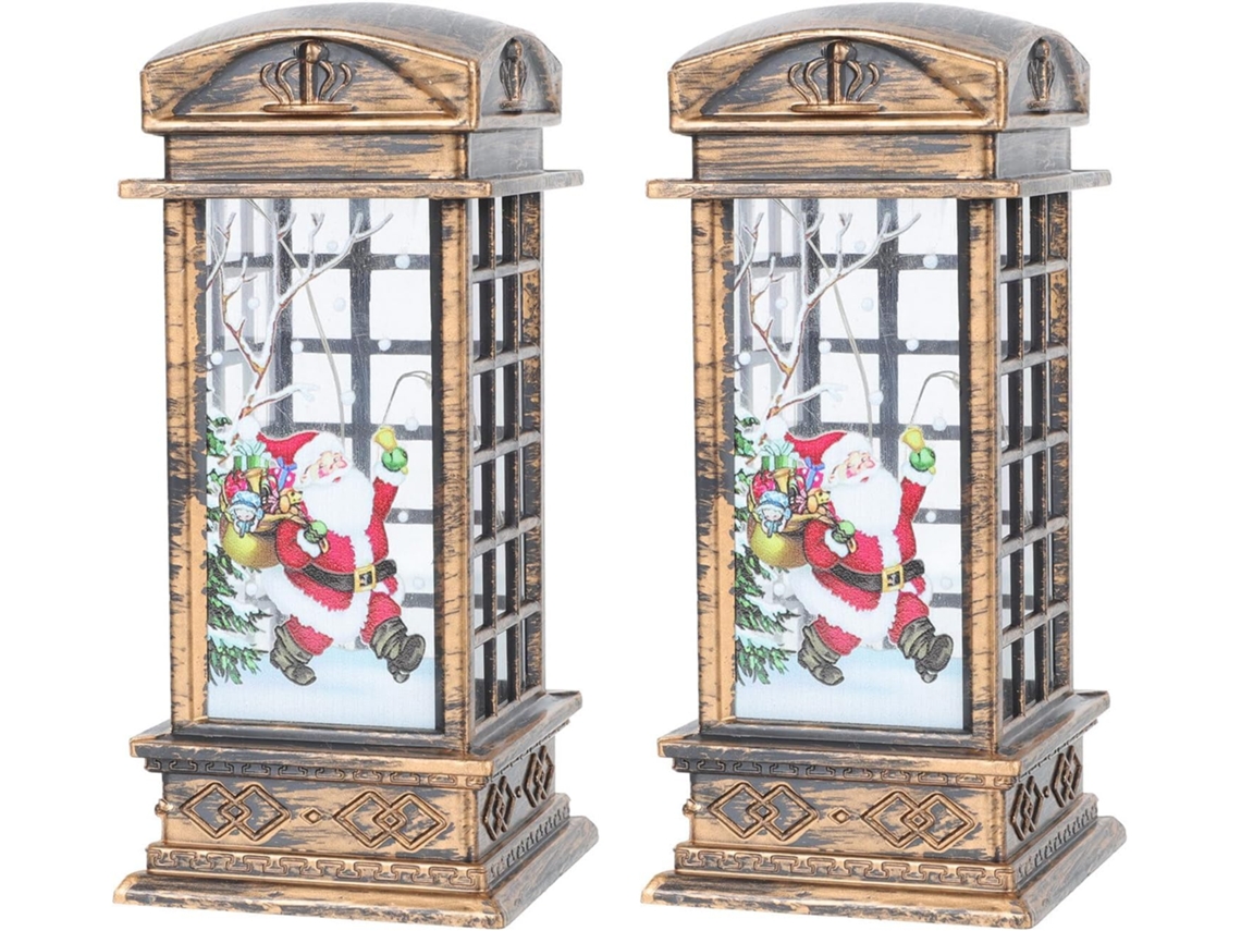 Juego de 2 luces navideñas decorativas retro de plástico estilo bronce antiguo, bombillas pequeñas. SFUSHOS