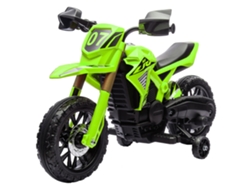 Motocicleta eléctrica infantil de 6 V con ruedas auxiliares, color verde