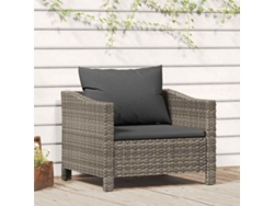 Cadeira De Jardim Com Almofadão Vime Pe Cinzento Dkd Home Decor