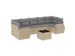 Maison Exclusive - Juego De Sofás De Jardín Con Cojines Beige 8 Pzas Ratán Pe