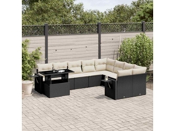 Conjunto de sofá de jardín de 10 piezas con cojines en mimbre sintético negro de DKD Home Decor