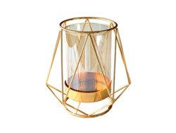 Jarrón De Cristal Transparente Dorado De 16x14 Cm, Decorativo Para Bodas Y Fiestas, Con Soporte De Hierro.