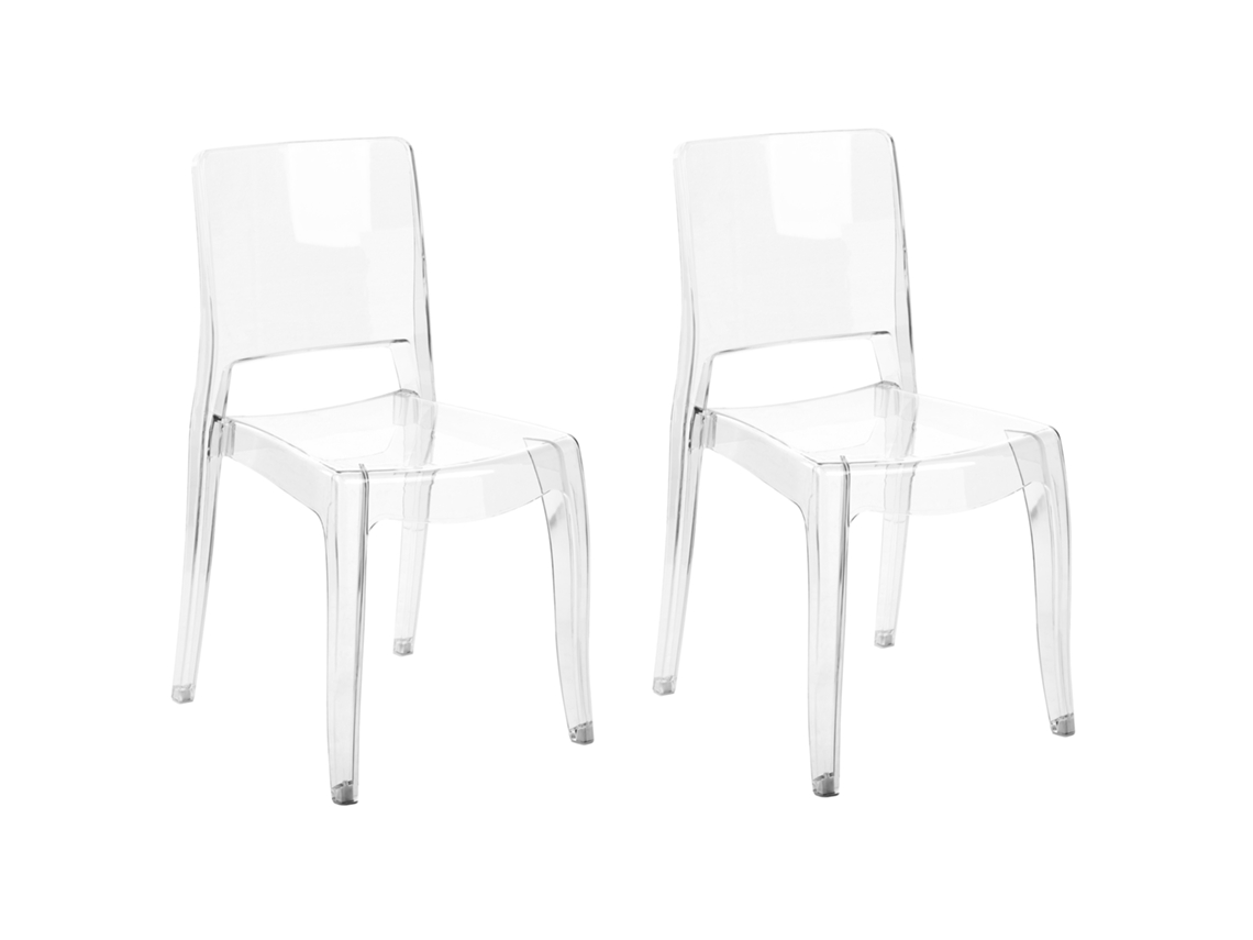 Conjunto de 2 cadeiras BELIANI Westbridge de Policarbonato Transparente 42x52x87