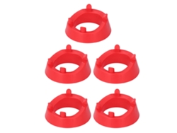 5 Soportes Redondos De Plástico Para Exhibir Balones De Fútbol, Baloncesto, Voleibol Y Rugby - Rojo