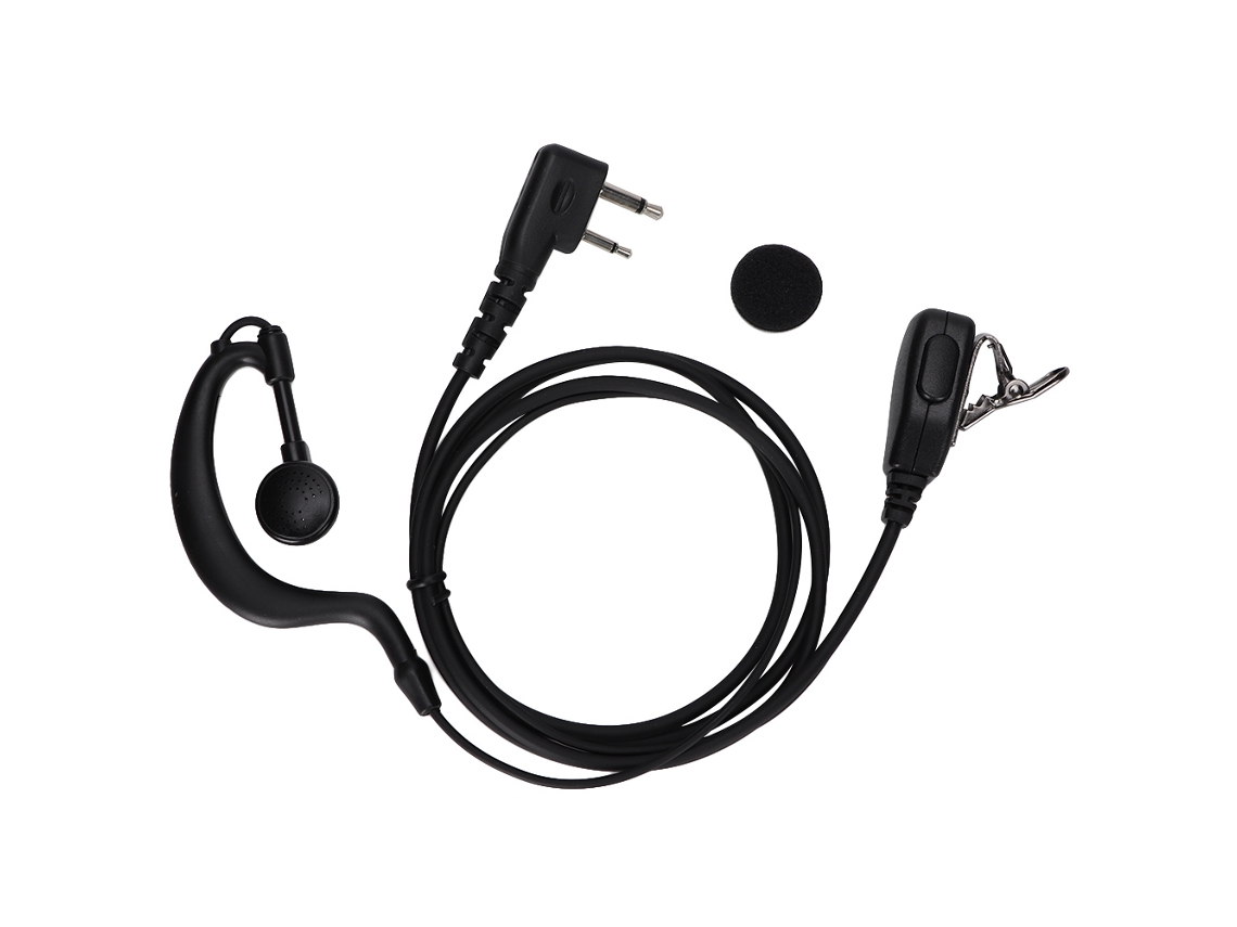 Fone De Ouvido Portátil Walkie Talkie K Head 120cm Redução De Ruído Hd Com Botão Ptt Preto
