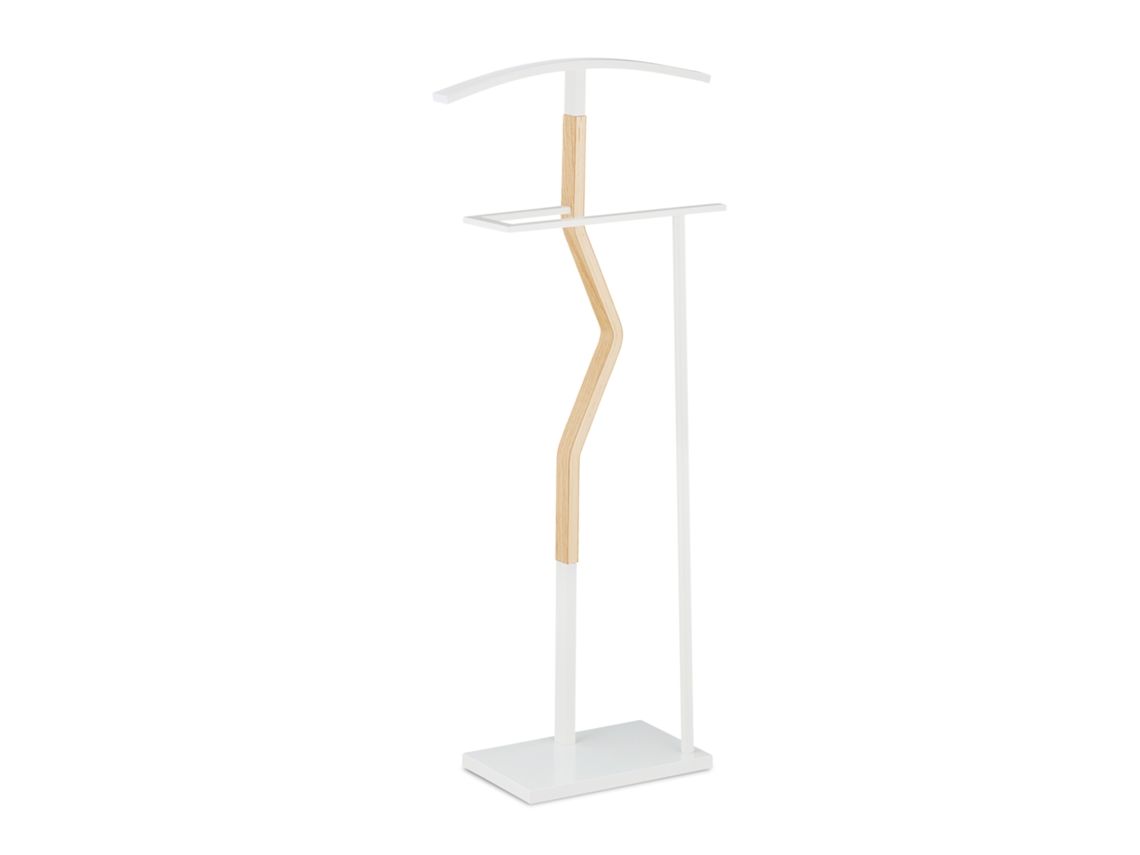 Relaxdays Cabide Para Homem, Para Fatos E Calças, Madeira E Metal, Hbt 107 X 48 X 20 Cm, Branco/natural.