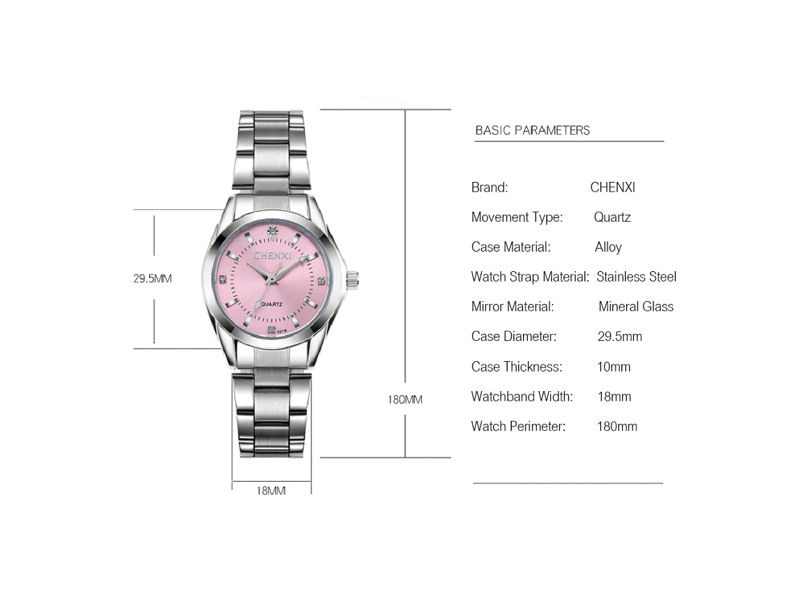 Reloj Analógico De Cuarzo Para Mujer Chenxi Con Brazalete De Acero Inoxidable, Resistente Al Agua Hasta 3 Atm, Estilo Clásico.