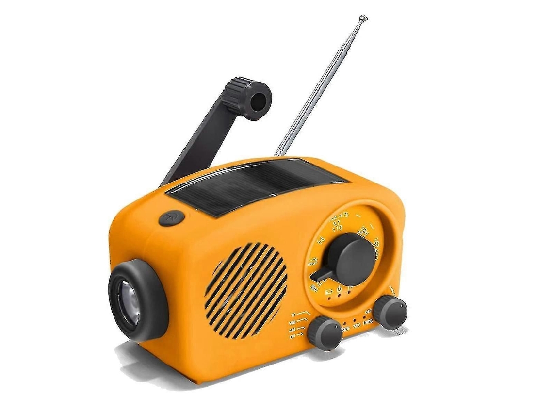 Radio solar GOKOCO con manivela, recargable, con banco de lámparas y dinamo.
