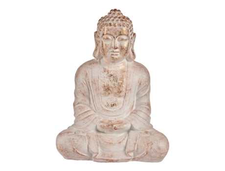 Figura Decorativa Para Jardín Buda Blanco/Dorado Poliresina (25 X 57 X 42,5 Cm)