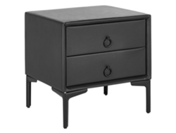 Mesa de noche de 2 cajones BELIANI Sezanne de Piel sintética Negro 44x38x45