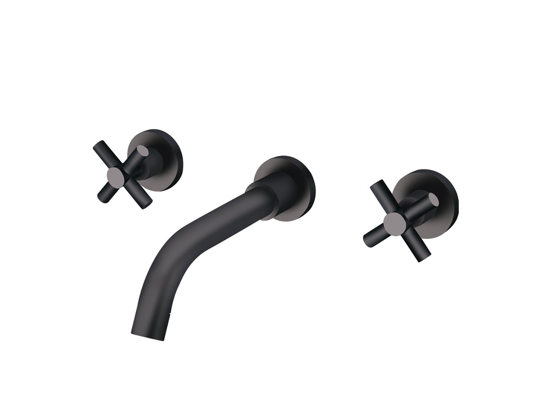 Grifo Mural Para Lavabo 004 De Latón Negro, Colección Céphise