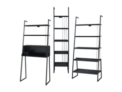 Set de muebles 'Storfjord' 3 piezas: 1x escritorio y 2x estanterías escalonadas metal - Negro [EN.CASA]