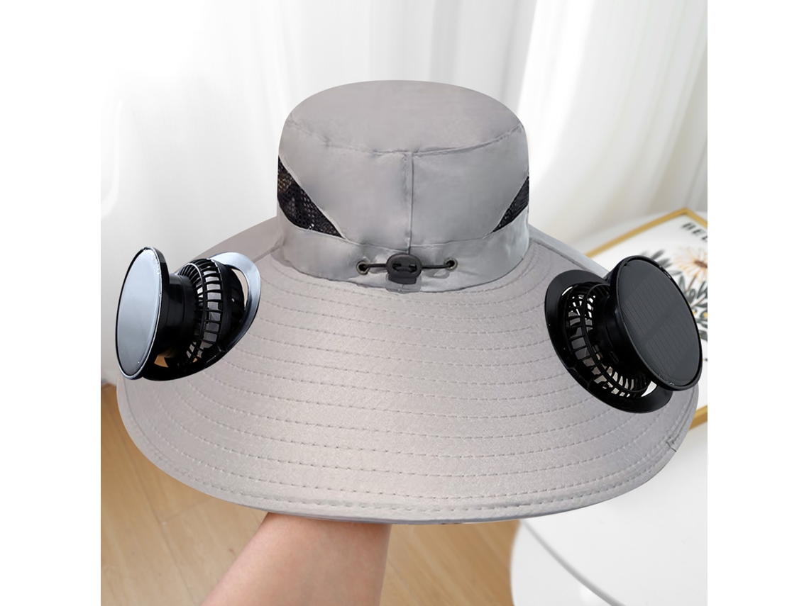 Sombrero Con Ventilador Solar (redondo, Gris Claro), Recargable, Parasol Para Pesca Al Aire Libre Y Protección Solar.