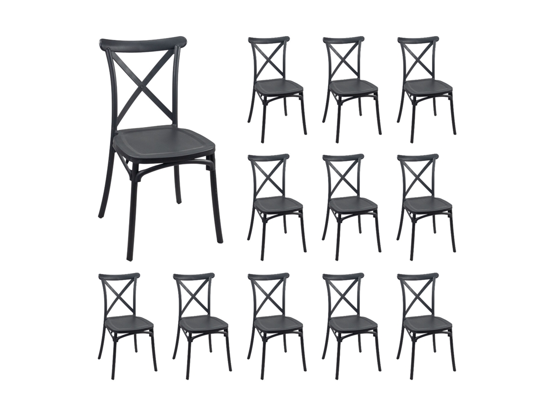 Pack 12 Sillas Para Catering Apilables Charlotte 50x44x87.5cm 7house
