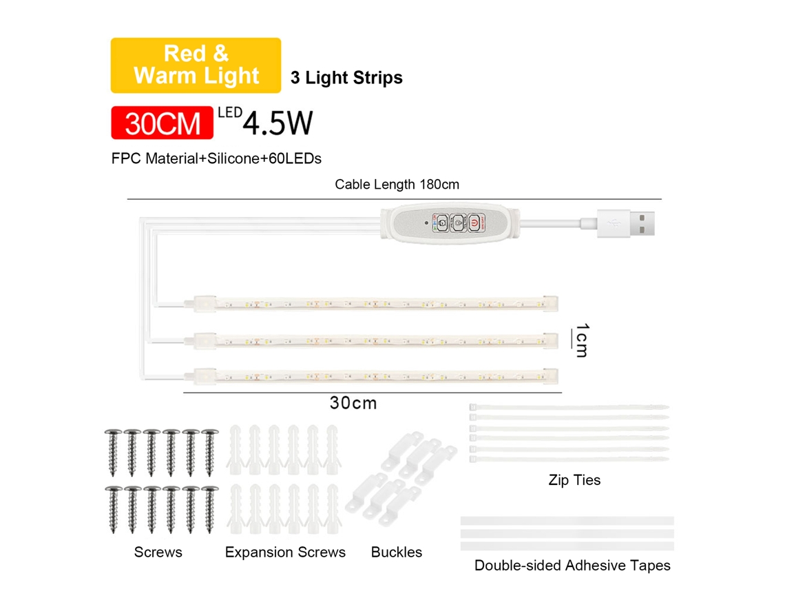 2026-tiras De Luces Led De Crecimiento Para Plantas Interiores, Luz Sol 3000k, 4 Niveles De Intensidad, Temporizador Inteligente Usb