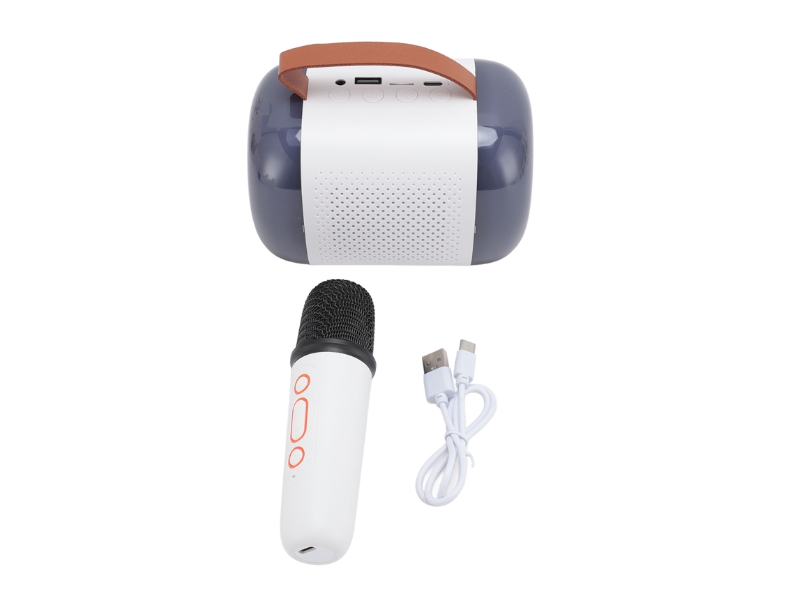 Máquina De Karaoke Portátil Con Micrófono Inalámbrico, Luz Rgb Y Altavoz Bluetooth Para Niños Y Adultos, Color Blanco.