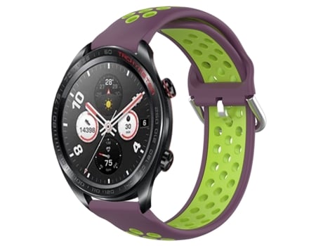 Correa de reloj inteligente para Honor Watch Dream Correa de reloj deportivo transpirable perforada de silicona de 22 mm (púrpura + lima)