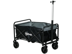 Carro de jardín plegable con 4 ruedas y asa ajustable, 70 L, 77 x 50 x 63-93 cm, negro.