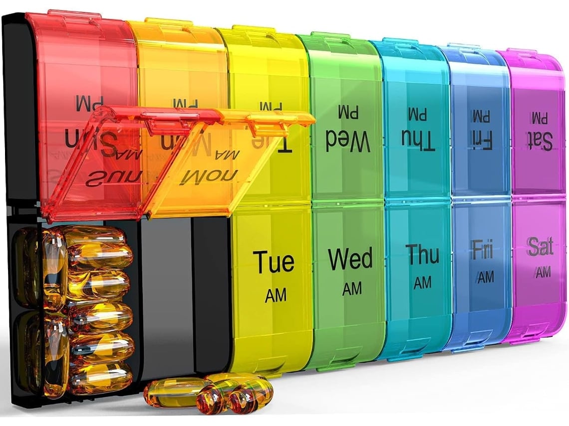 Organizador Semanal De Pastillas Chrui Xl Am Pm Para Vitaminas Sin Bpa (arcoíris)