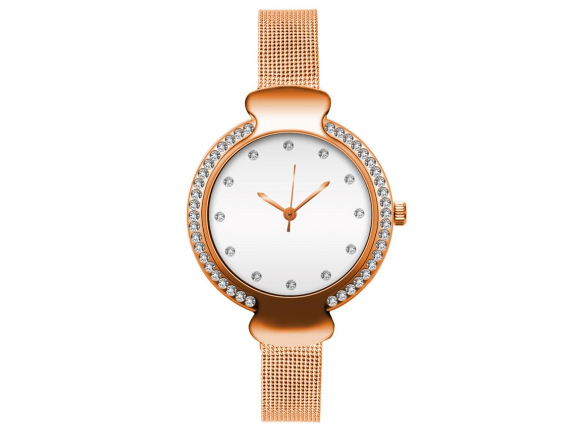 Reloj De Pulsera Unisex De Cuarzo Para Hombre Y Mujer Con Correa De Malla Fina De Aleación Ultradelgada (oro Rosa).