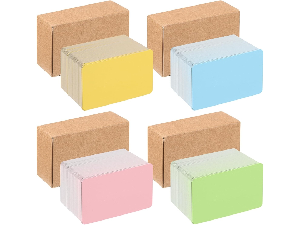 4 Cajas De Tarjetas En Blanco De Papel Kraft Multicolor, Papel Kraft 100% Grueso.