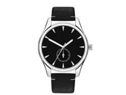 Reloj De Moda Para Hombre, Sencillo, Correa De Piel Sintética, Esfera Redonda, Cuarzo, Negro.