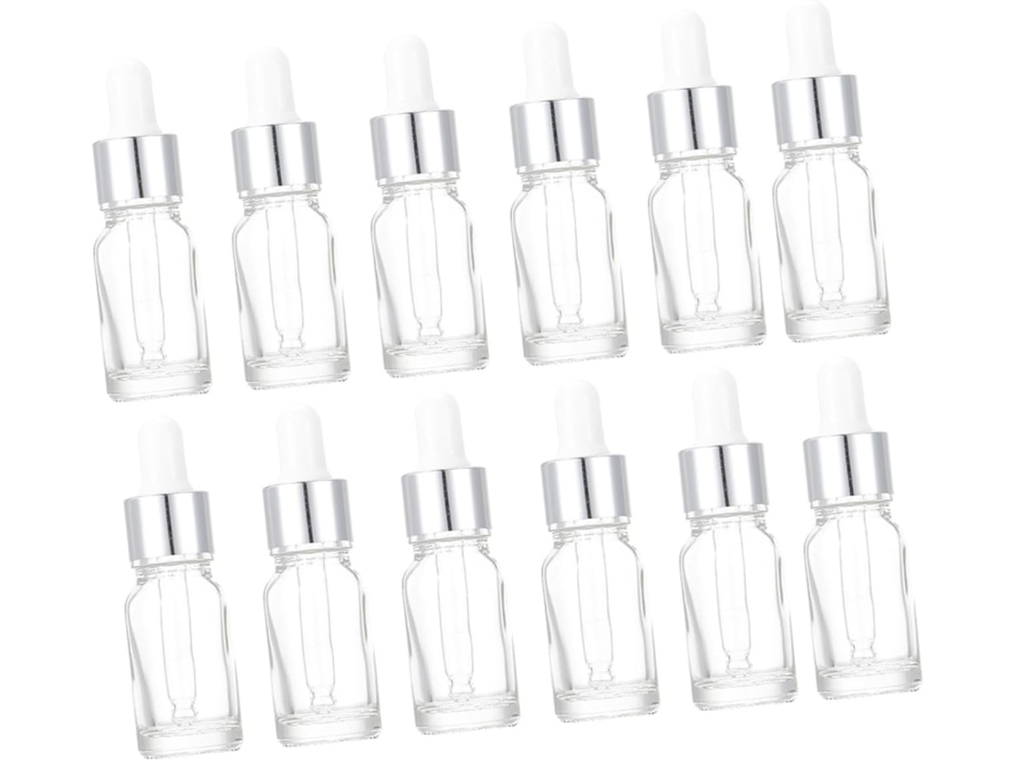 De 12 Frascos Conta-gotas De Vidro Transparente Com Pipeta Para Óleos Essenciais.