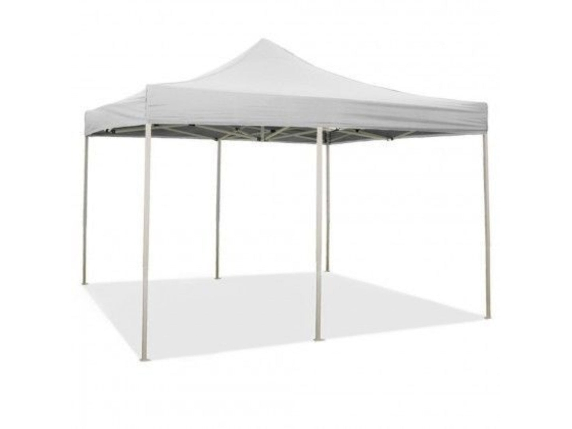 Cenador plegable blanco de 3 x 6 m revestido de PVC impermeable.