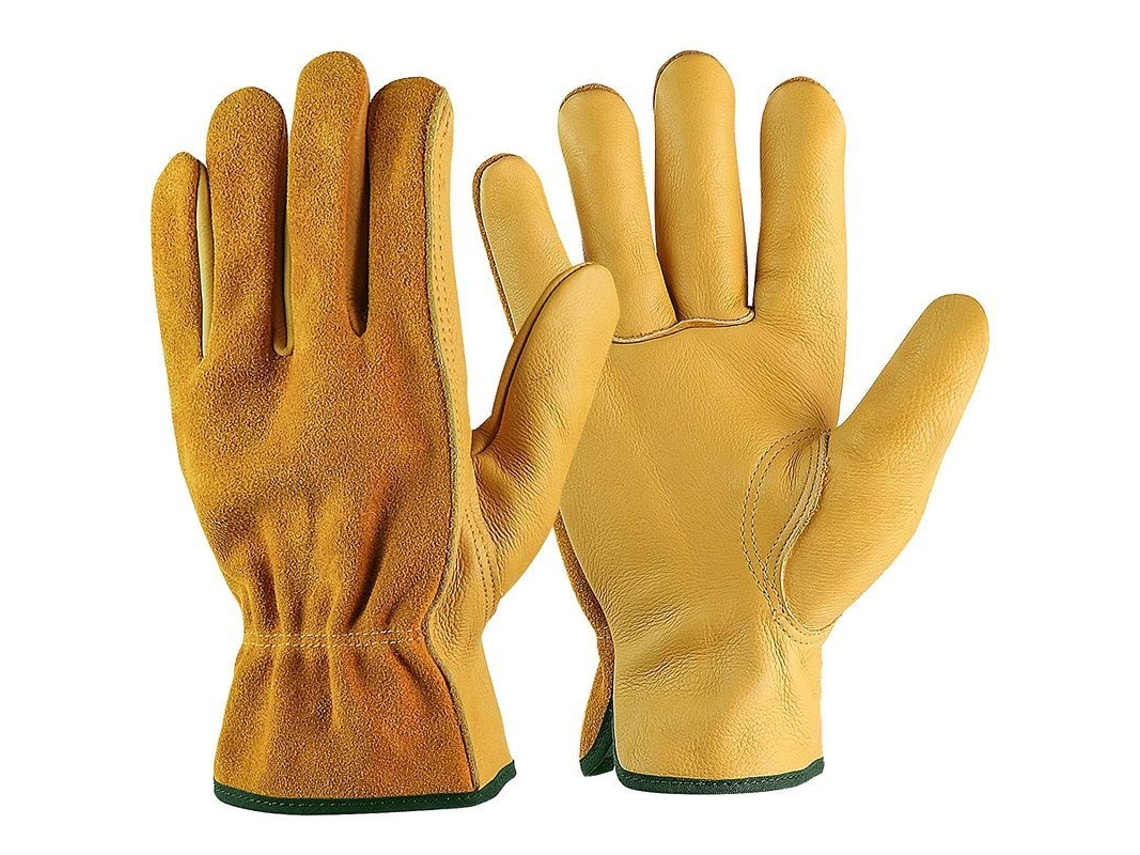 Guantes De Cuero De Vaca Para Conducir, Jardinería, Bricolaje, Trabajos Agrícolas Y Almacenaje Multifunción Talla M Amarillo