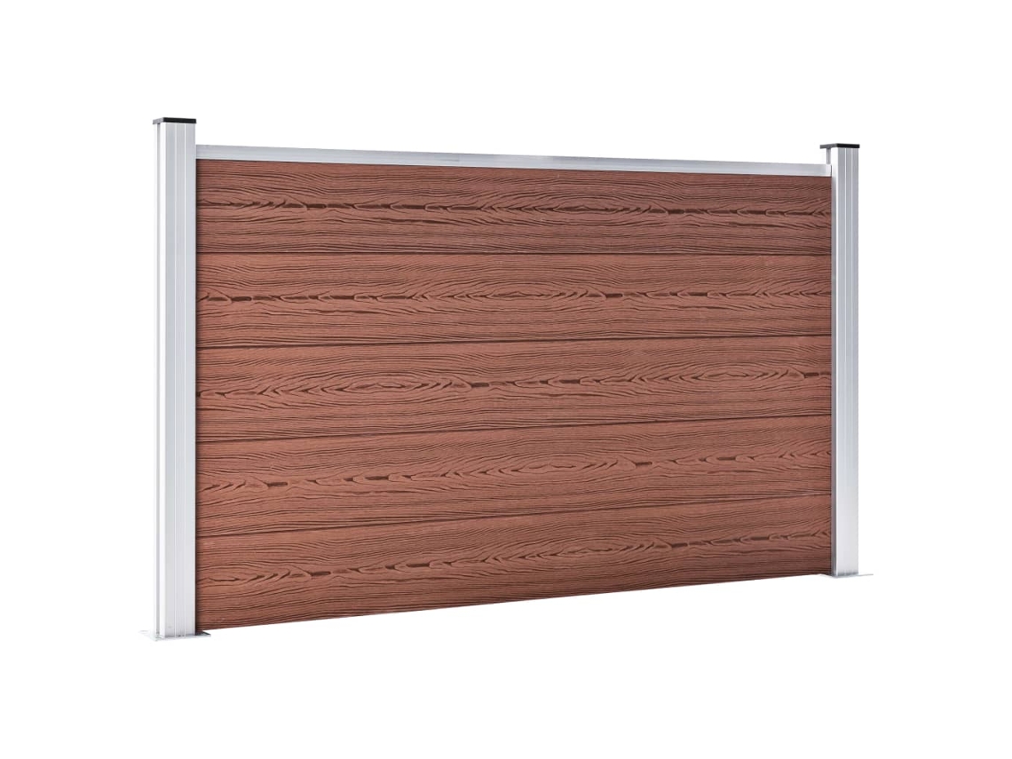 Panel de valla de jardín de 180 x 105 cm, WPC, marrón, WSD762848, Lovely Home