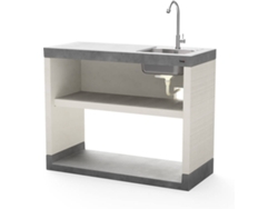 Módulo para Barbacoa TUOZI Plan/Venit 2 con fregadero y grifo (Blanco, Gris - 110x47x88cm)