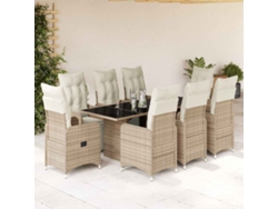 Conjunto de bistró de jardín de 9 piezas con cojines de mimbre marrón de DKD Home Decor