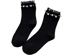Calcetines De Algodón Para Mujer 2025. Hermosos Calcetines De Encaje Con Perlas. Color Liso.