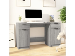 Escritorio | Mesa | Escritorio con unidad de soporte, derivados de madera, gris, Sonoma