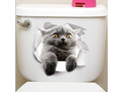 Preciosa pegatina de pared de PVC con diseño de gato para nevera y baño.
