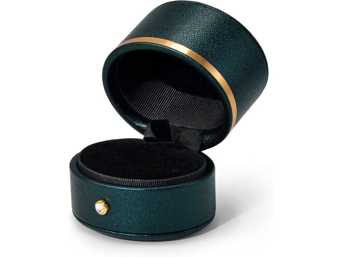 2026-caja De Anillos De Cuero Para Compromiso Boda Regalo Joyería Multifuncional Verde
