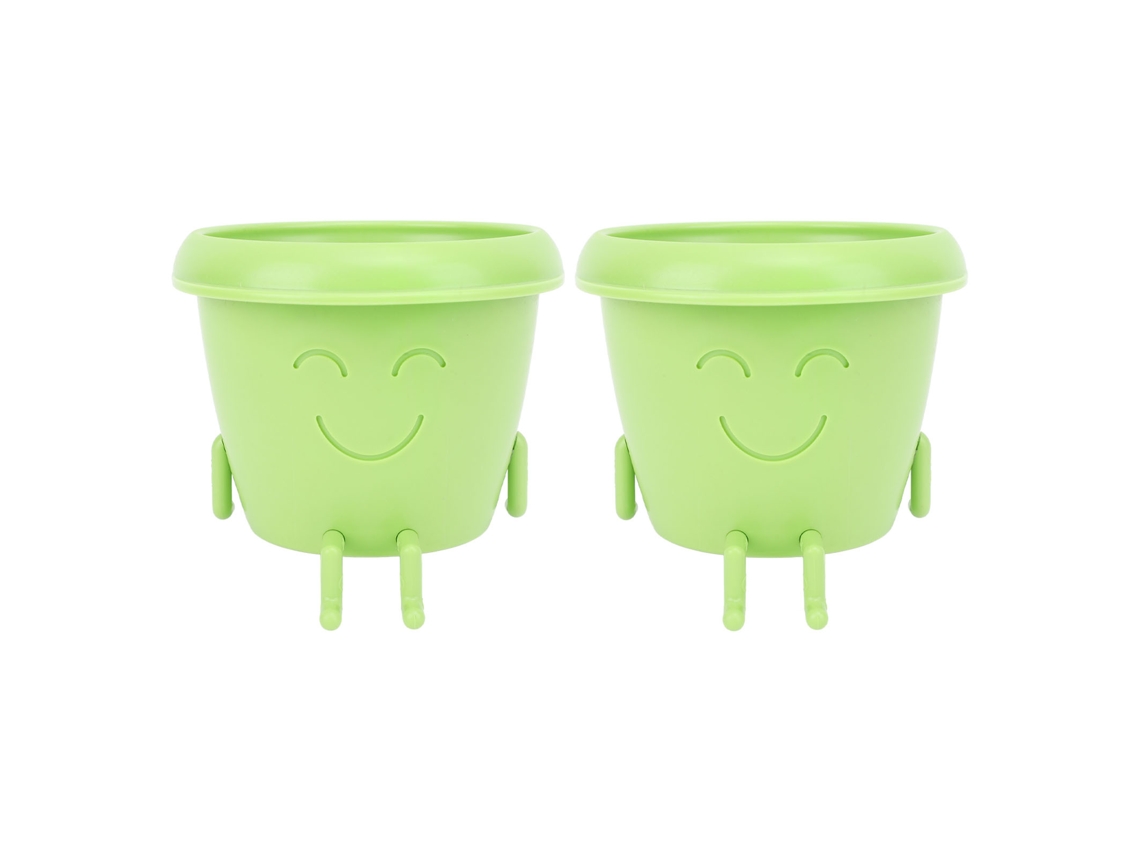 2 Macetas Adorables Para Suculentas Con Carita Sonriente, Orificios De Drenaje De Plástico, Para Jardín.