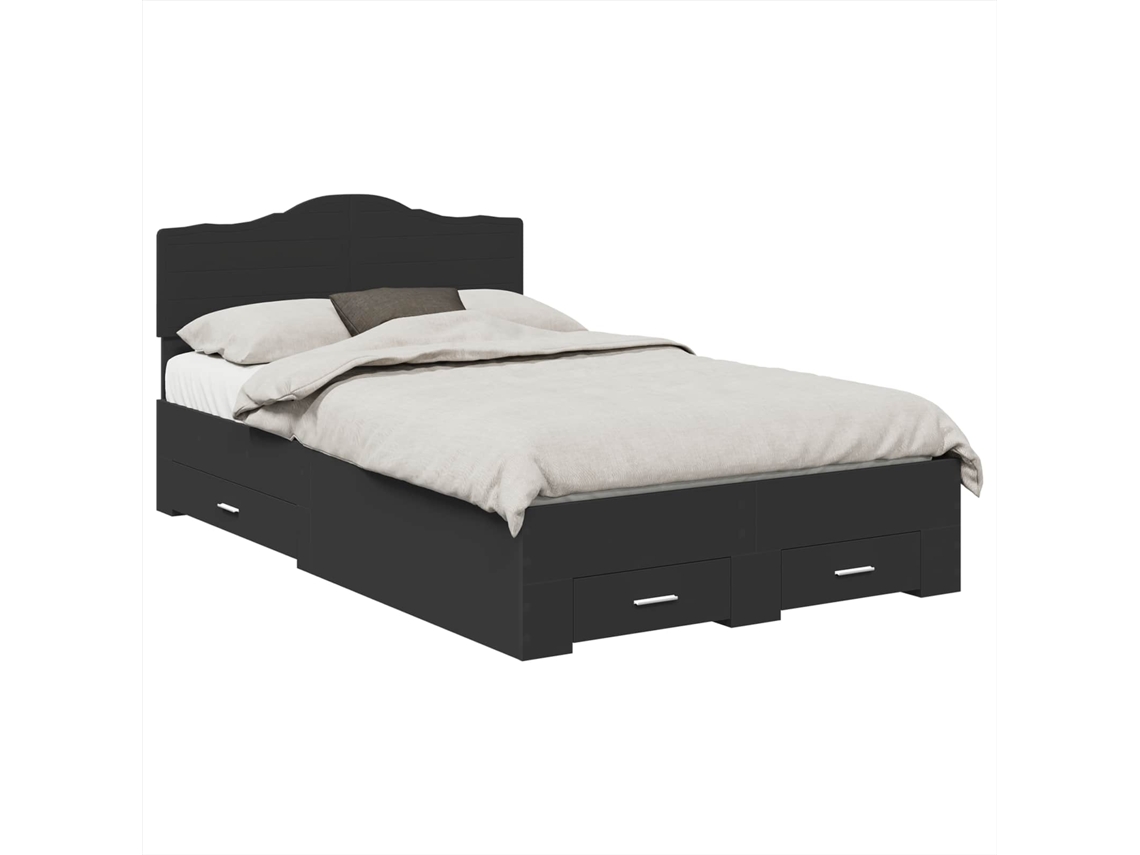 Maison Exclusive - Estructura De Cama Negro 135 X 190 Cm Madera De Ingeniería