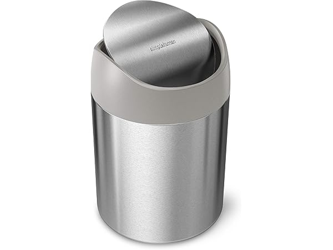 Mini Papelera De Acero Inoxidable Cepillado Con Tapa, Capacidad De 1,5 Litros, Limpieza Profunda, Para Uso Doméstico.