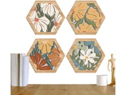 Decoraciones De Pared Madera Arte R Stico Bohemio Decoraci N 4 Piezas Adorno Estilo Granja Con Estampado Floral Moderno